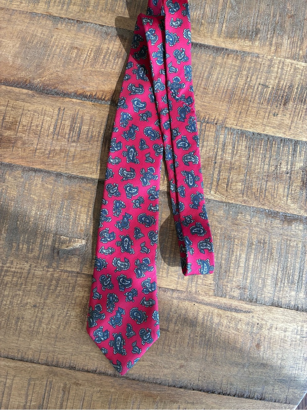 Mario Valentino Paisley Tie Vintage Red Blue Designer Necktie